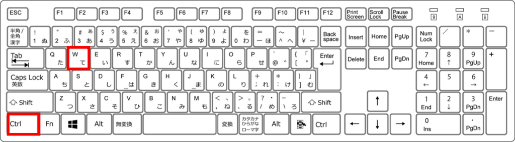 現在のファイル/タブを閉じるCtrl+W