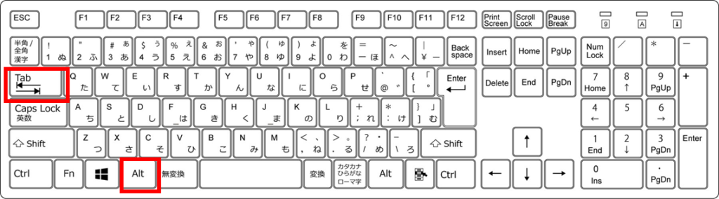 ファイルを行ったり来たり出来るショートカット「Alt」＋「Tab」